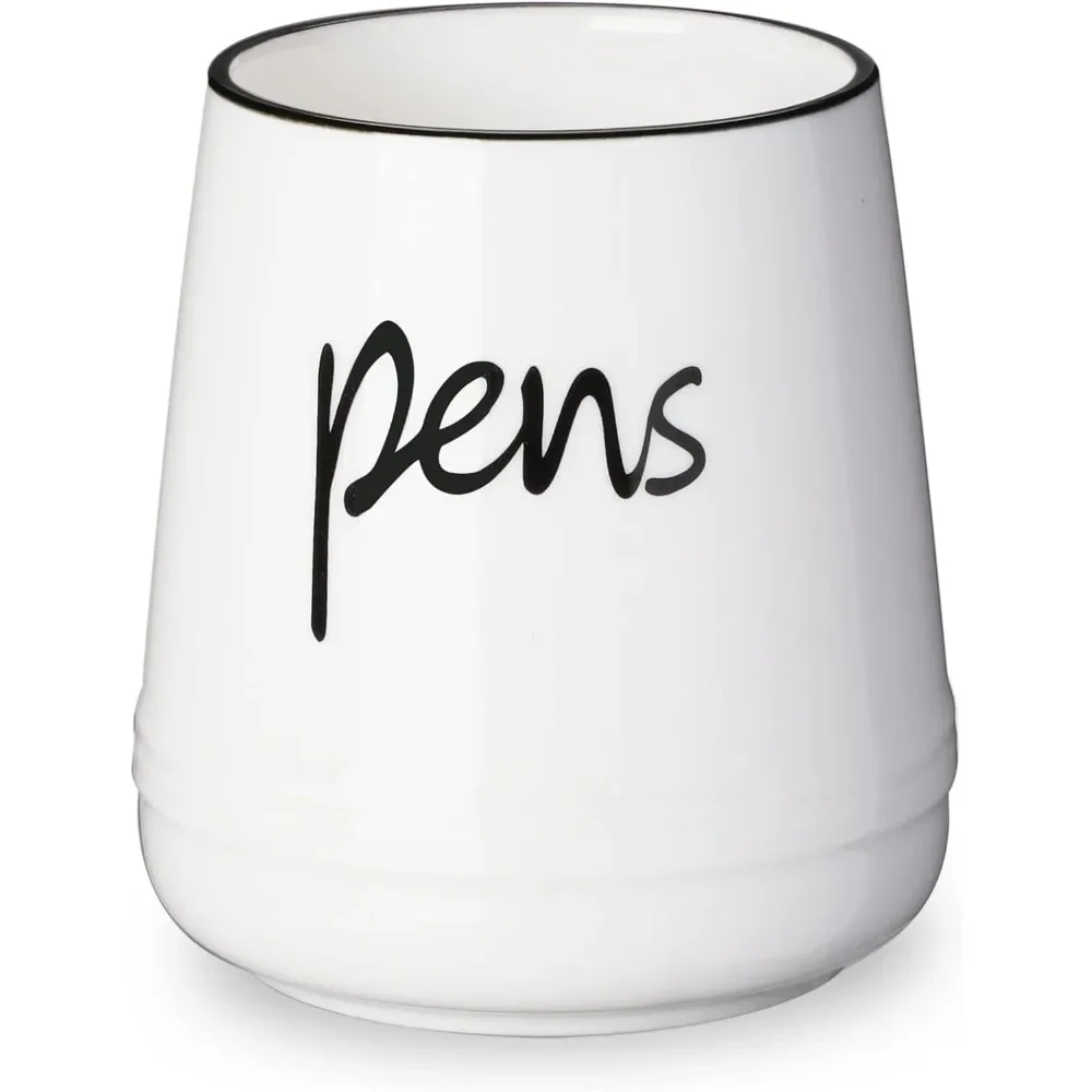 

Ceramic farmhouse desk pen holder, pencil organizer 16 oz