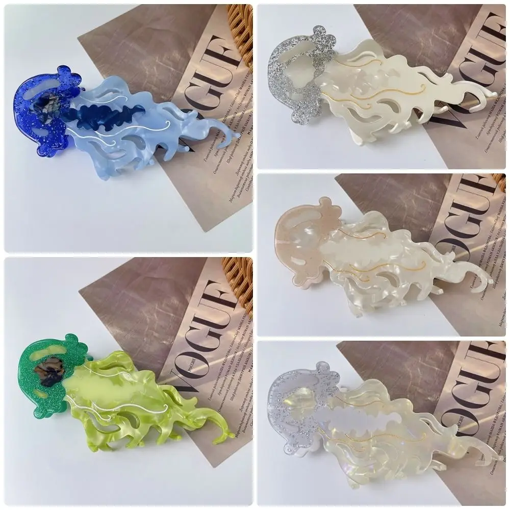 

1Pcs Durable Shark Jellyfish Hair Clip Marine Life Acetate Labge Hair Claw Colorful Summer Beach Hair Accessories Women Girls