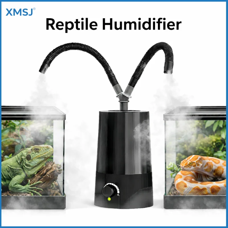 Reptile Humidifier Terrarium Fogger Mist Maker with Extension Hose Auto Shut Off Anti Dry Running for Snake Lizard Frog Turtle