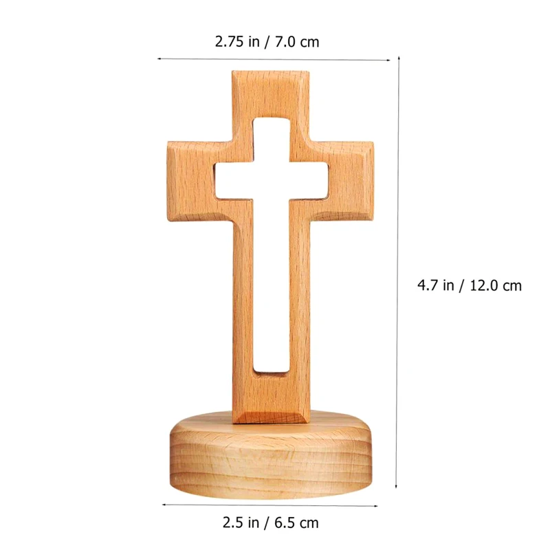 1 pièce Croix en bois Crucifix sur pied Décoration murale religieuse Décoration de table Cadeaux Ornement religieux pour église Statue