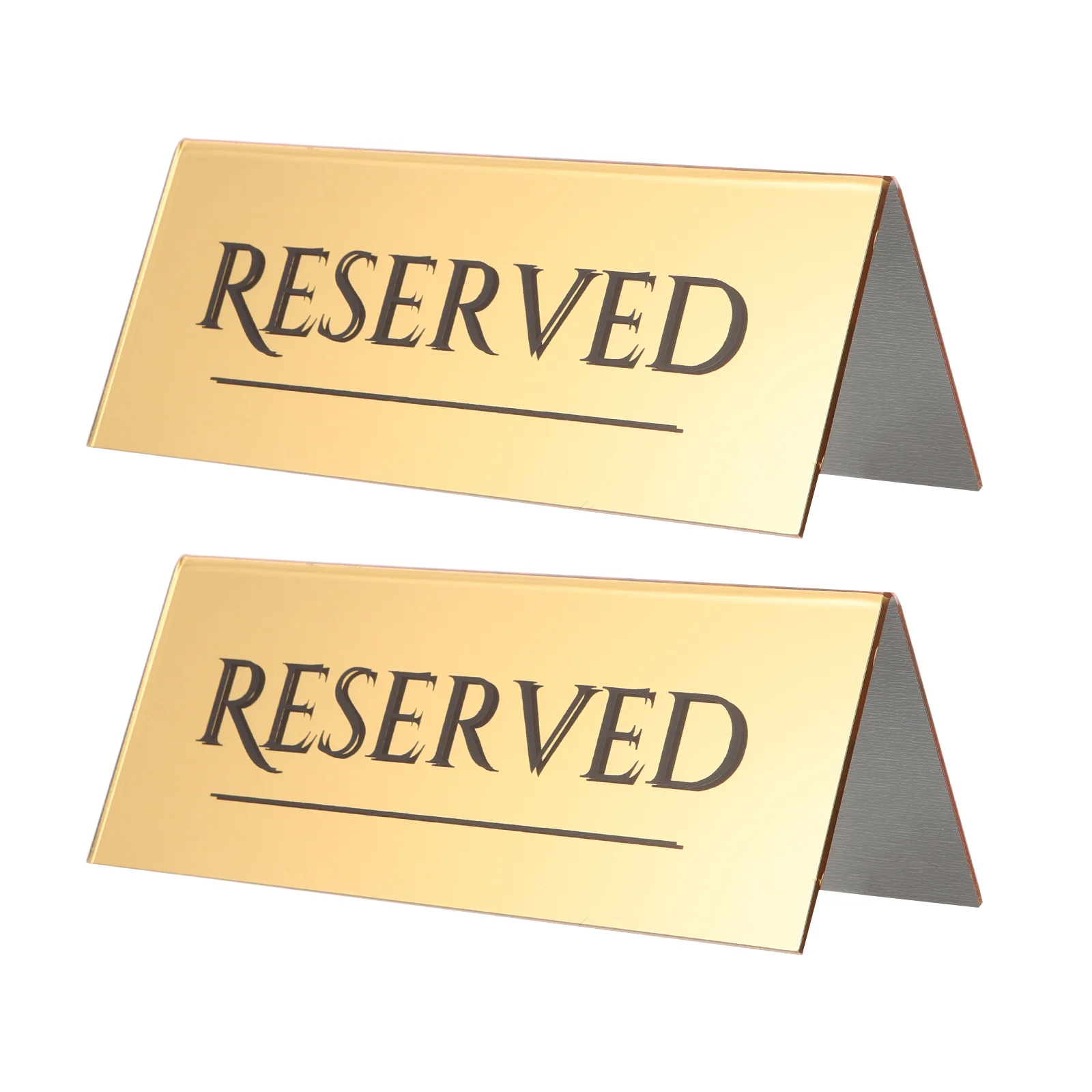 2 Pcs Banquette Seating Reserved Card Signs for Wedding Chairs Plate Restaurant Tables Acrylic Golden