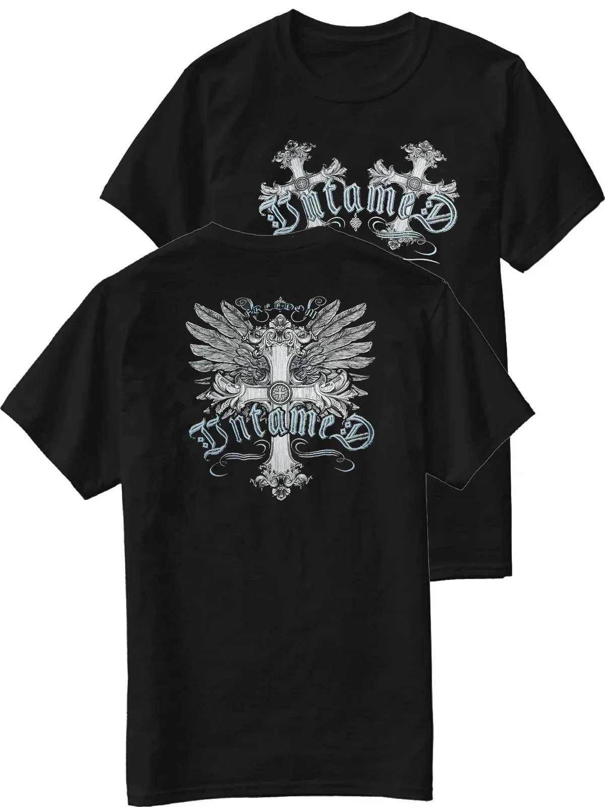 Hot Sale Cross Wiyh Wings Freedom T-Shirt New 100% Cotton Short Sleeve O-Neck Harajuku Casual Mens T-shirt Fashion Streetwear