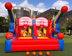 Inflatable Basketball Hoop Shot Inflatable Basketball Game with 2 Hoops 4 Balls, Air Blower