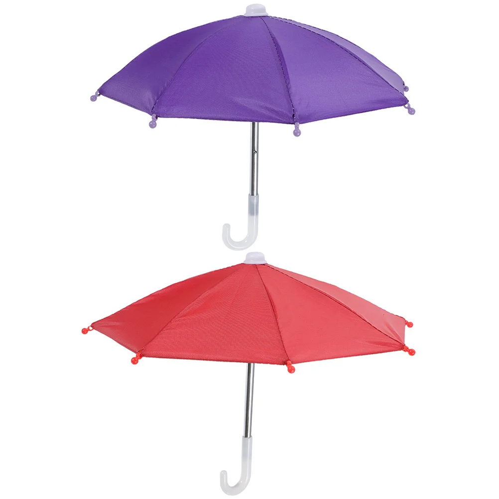 

2pcs Mini Umbrellas For Phone Portable Waterproof Small Umbrellas Outdoor Cycling Riding Decoration Use Umbrella Mobile Phone