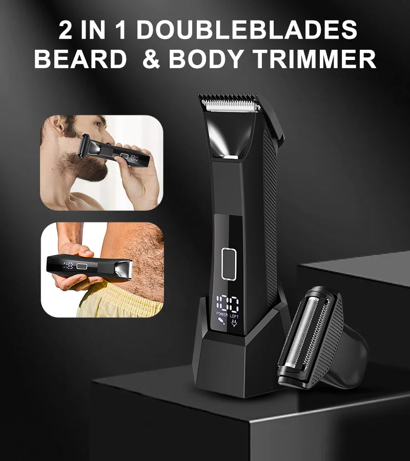IPX6 wasserdichter 2-in-1-Traum-/Körperschneider – SkinSafe-Doppelkopf-Folienklingen, kabelloser Nass- und Trocken-Trimmer mit USB-C-Schnellladung – Detail 1