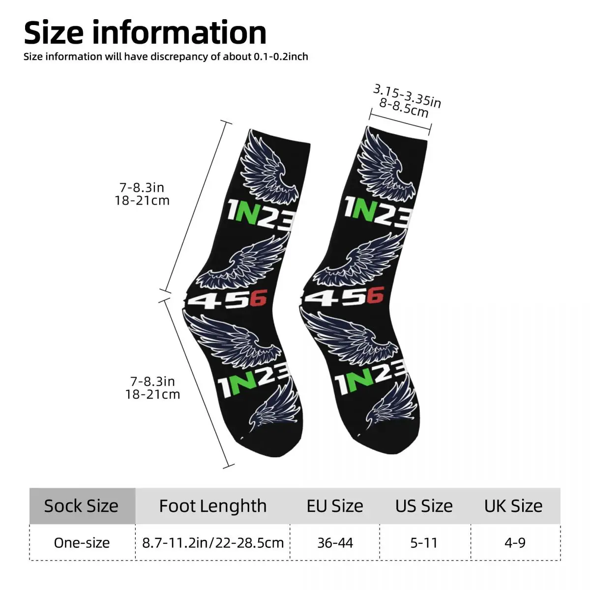 Vintage 1N23456 Angel Men's compression Socks Unisex Two Sides 1n23456 Harajuku Seamless Printed Novelty Crew Sock