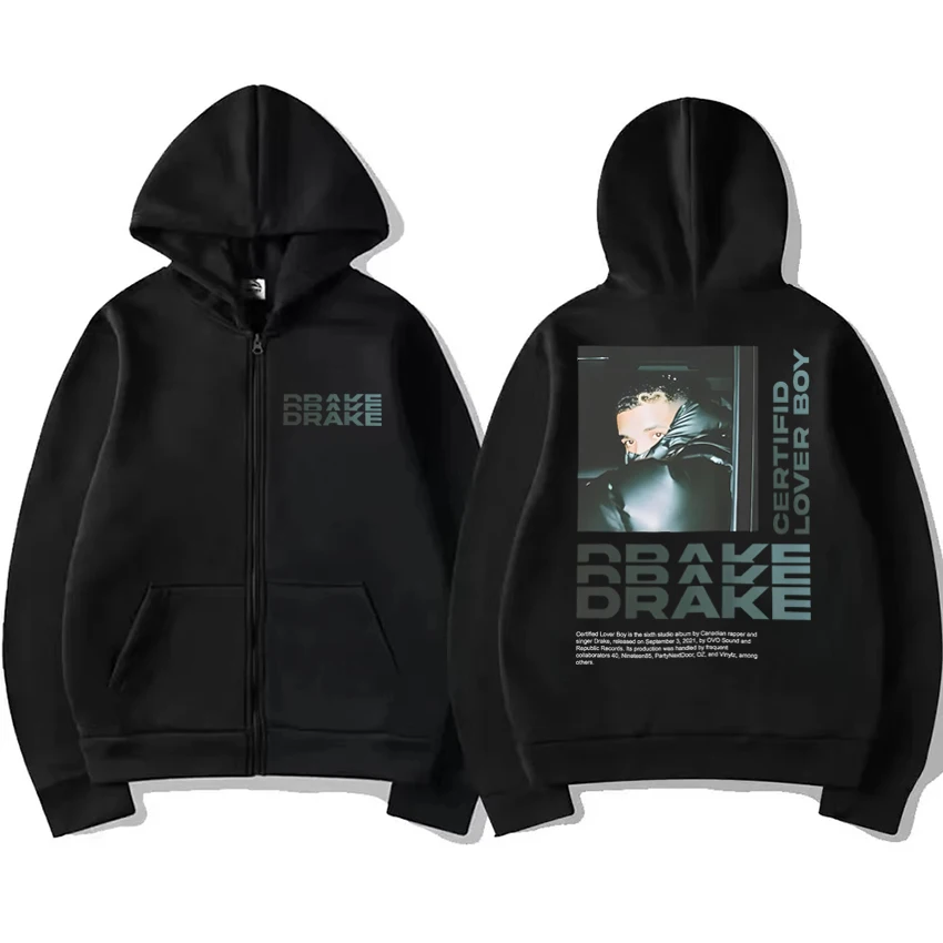 Hot Rapper Drake New album Double Sided print Zipper Hoodie 2025 Men women vintage hip hop streetwear Coat Unisex Fleece Jacket