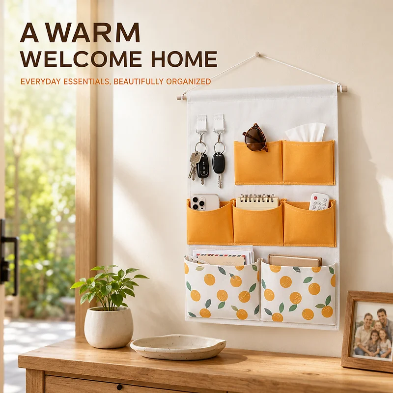 1PCS Fabric Entryway Hanging Organizer Wall Storage Bag for Hallway Dorm Phone Holder Clutter Solution