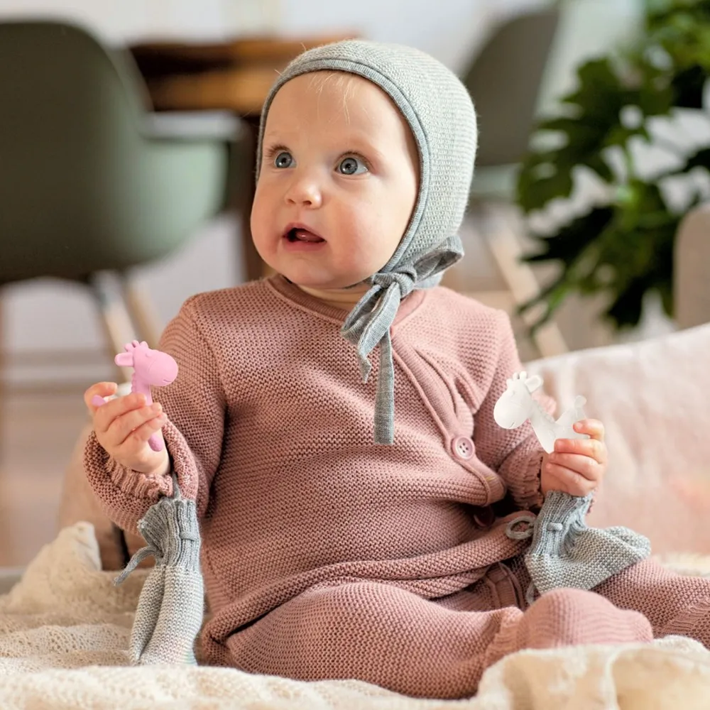 Mordedor de silicona con forma de Animal para niños, juguete para masticar con forma de jirafa, educativo sensorial, regalos, 2 uds.