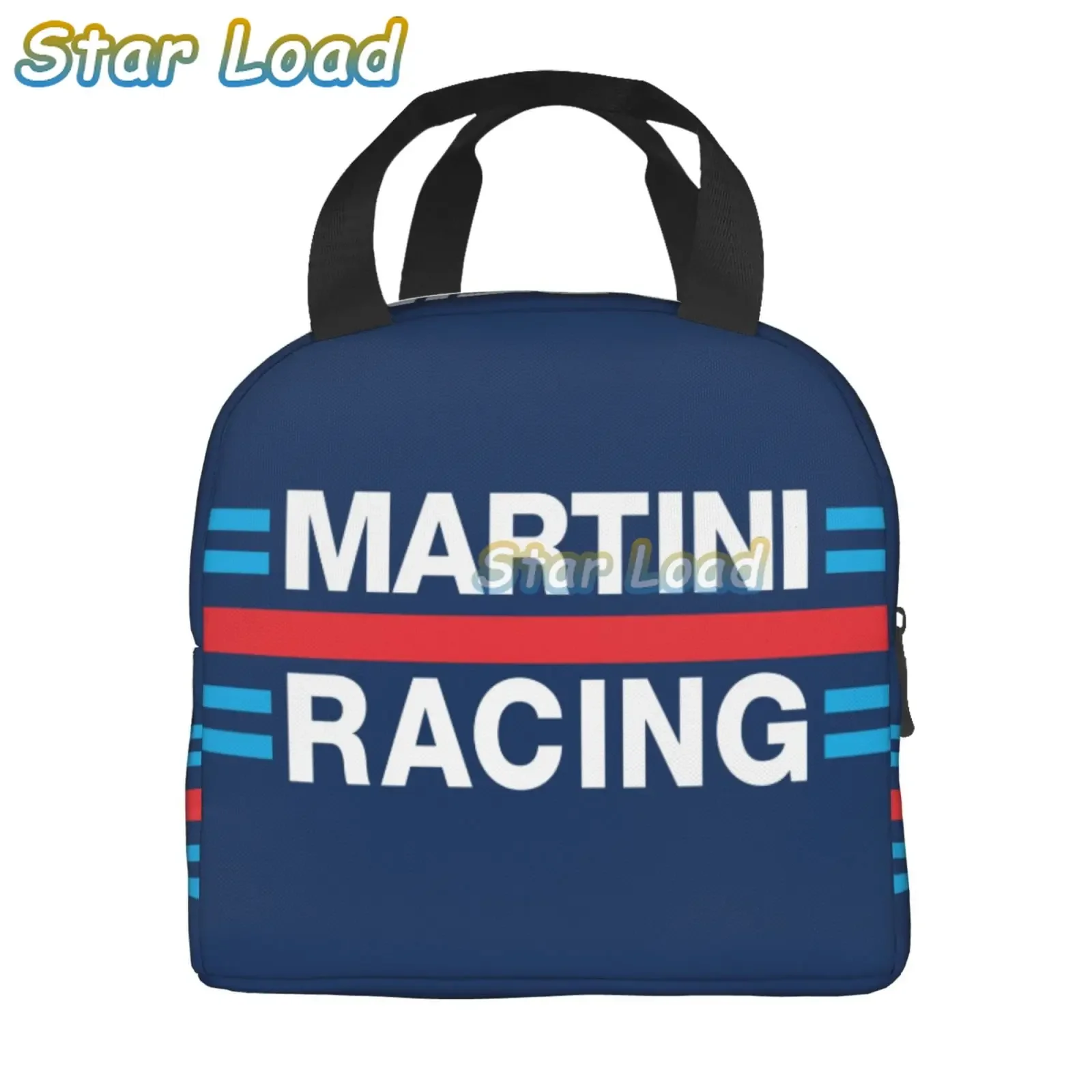 Martinis Race Stripes fiambreras portátiles Sportscar Motor Racing, enfriador térmico para alimentos, bolsa de almuerzo aislada, caja para niños y