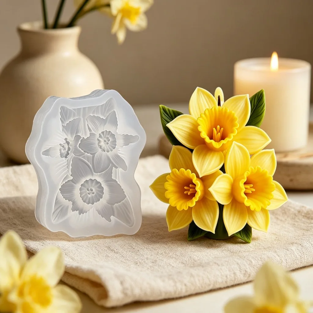 Floral Silicone Mold Lightweight Aromatherapy Candle Mold Daffodil Flower Silicone Mold Food Grade For Home Diy Creation Resin