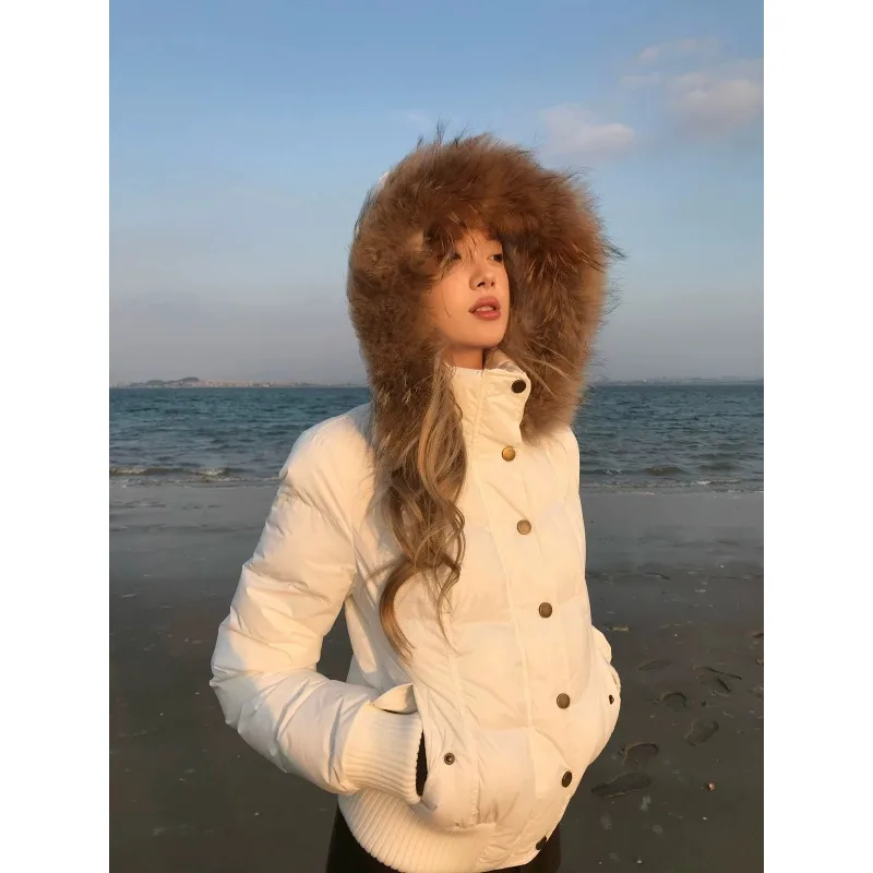 

Новинка 2025 года, зимняя меховая куртка с капюшоном, женская верхняя одежда, толстые короткие парки с хлопковой подкладкой, женское укороченное пальто-пуховик с пузырьками