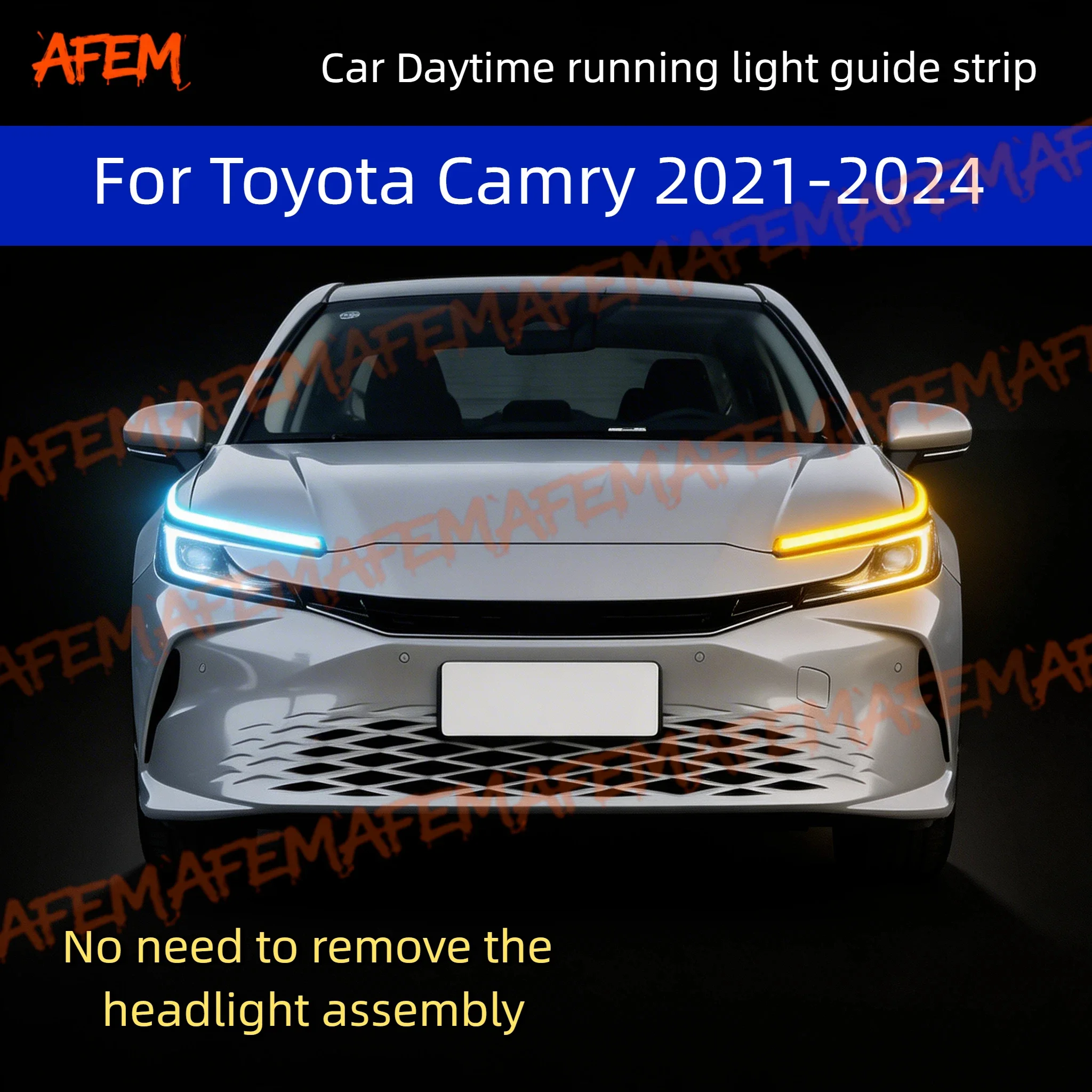 2Pcs 12V Led Guide Strip Headlight For Car Daytime Running Lights Turn Signal Bulb DRL For Toyota Camry 2021-2024