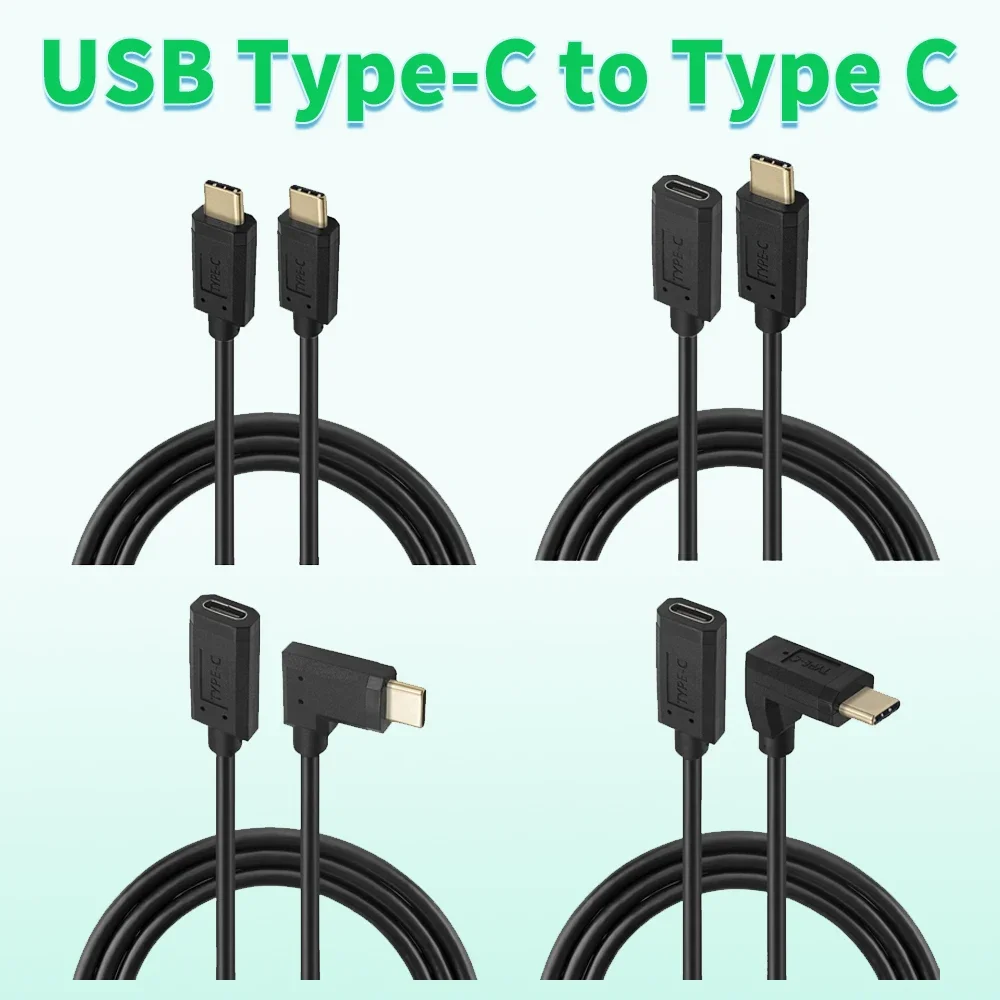 

5A 10 Гбит/с USB C к USB C Кабель под прямым углом локоть USB Type-C «папа-мама» Кабель для зарядки данных 0,3 м 0,6 м 1 м 1,8 м