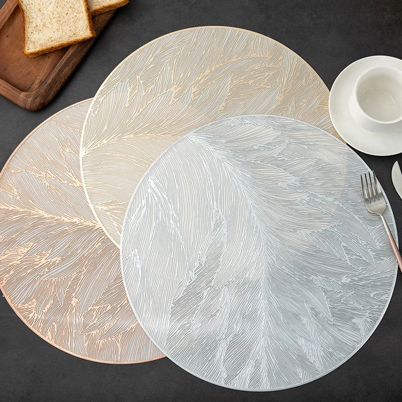 1PCS 38cm Round Placemat,Waterproof oilproof insulated table mat,Hotel anti-slip decorative coasters