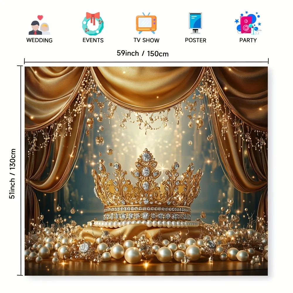 1 luxury royal crown party background - gold and crystal design, sparkling scattered lights, suitable for holiday decoration - view 4