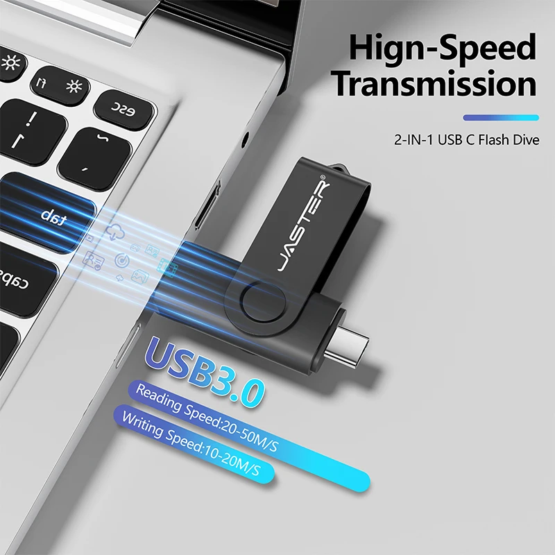 Chiavetta USB 3.0 in metallo di tipo C Chiavetta USB 3.0/2.0 ad alta velocità da 128 GB 8 GB 16 GB 32 GB 64 GB Chiavetta di memoria 2in1 Chiavetta USB portatile