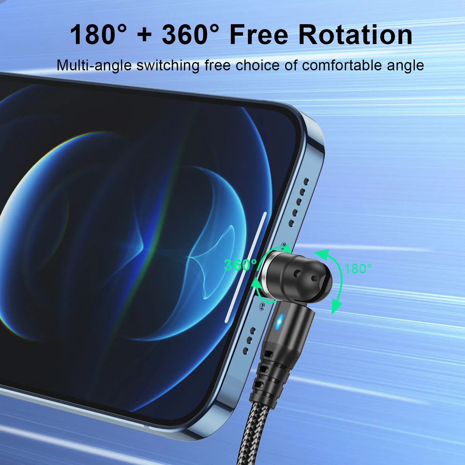 USLION 540 تدوير 5A كابل مغناطيسي شحن سريع نوع C مايكرو USB سلك بيانات الهاتف آيفون 14 13 برو ماكس Xiaomi 12 POCO Redmi #2