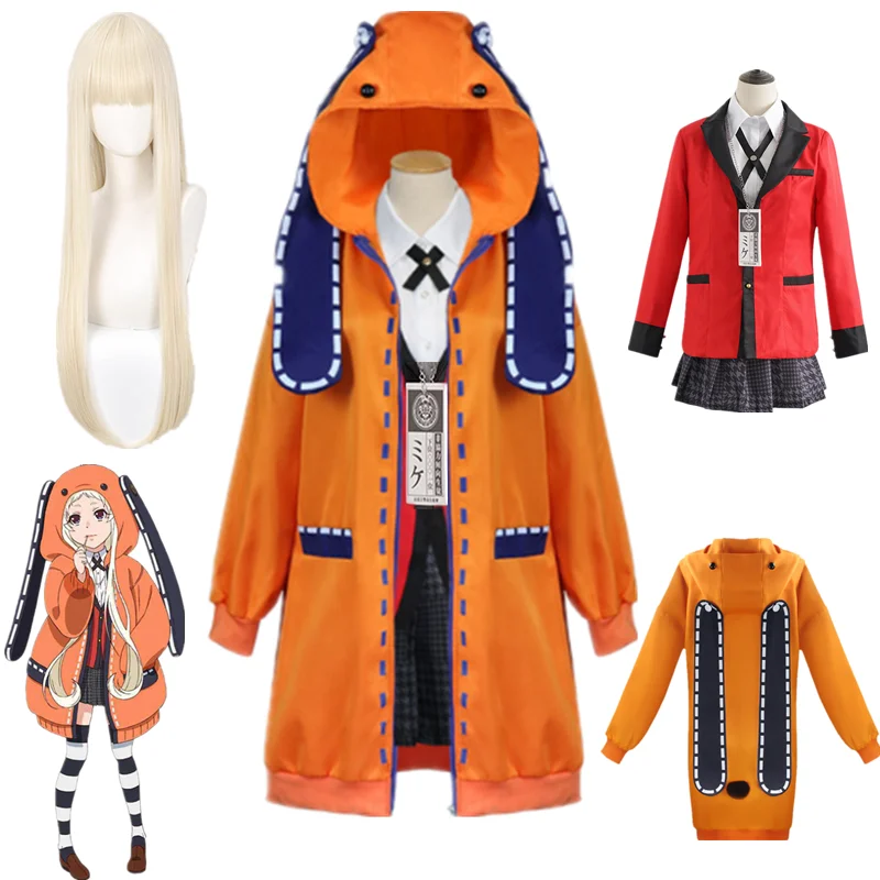 Anime Kakegurui Yomotsuki Runa disfraz de Cosplay abrigo Jk uniforme escolar para niñas chaqueta con capucha ropa de Carnaval de Halloween