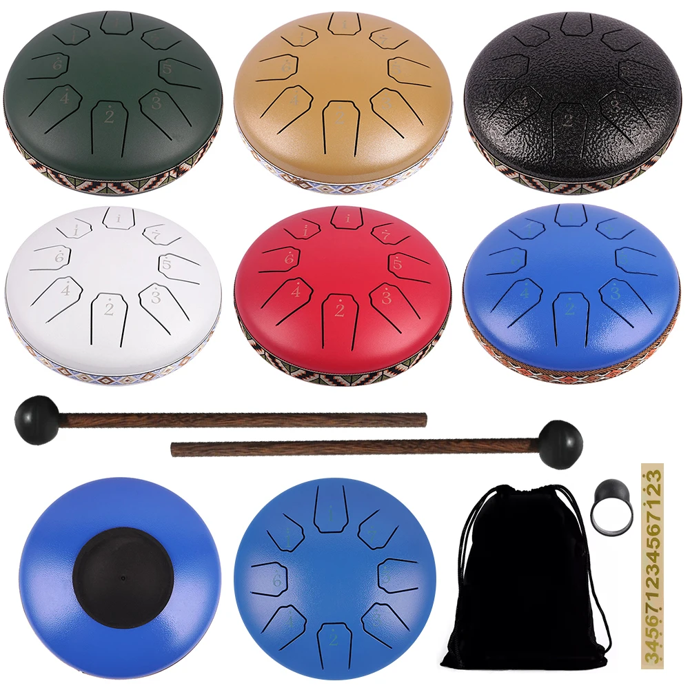 

6 Inch 8 Notes Steel Tongue Drum Percussion Instruments Sound Healing Instruments for Entertainment Meditation Yoga Zen Gifts