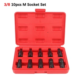 For Car 12 Point Torx Bit Socket Set 3/8 Inch Drive Premium Cr-Mo Steel 10pcs Socket Wrench Tool M4-M16 Auto Accessories