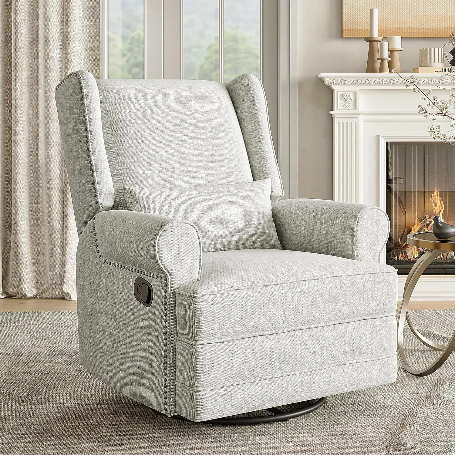 Swivel Recliner Chair with Extra Large Footrest, Comfy Upholstered Glider for Living Room Bedroom & Office, Customized
