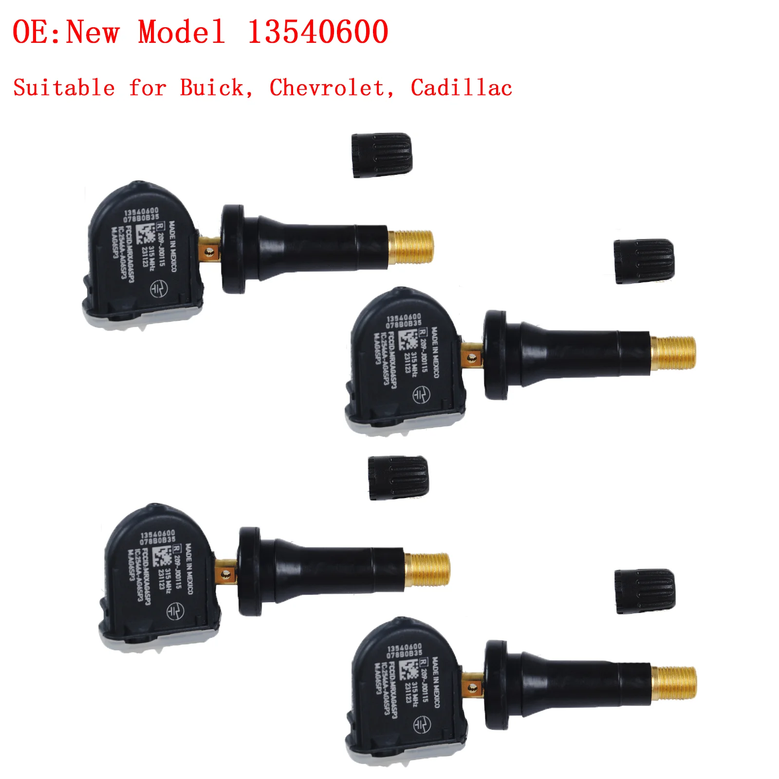 

4Pcs New Tire Pressure Sensors 13540600 315MHz, Suitable for Buick, Chevrolet, Cadillac, Using High Quality Materials