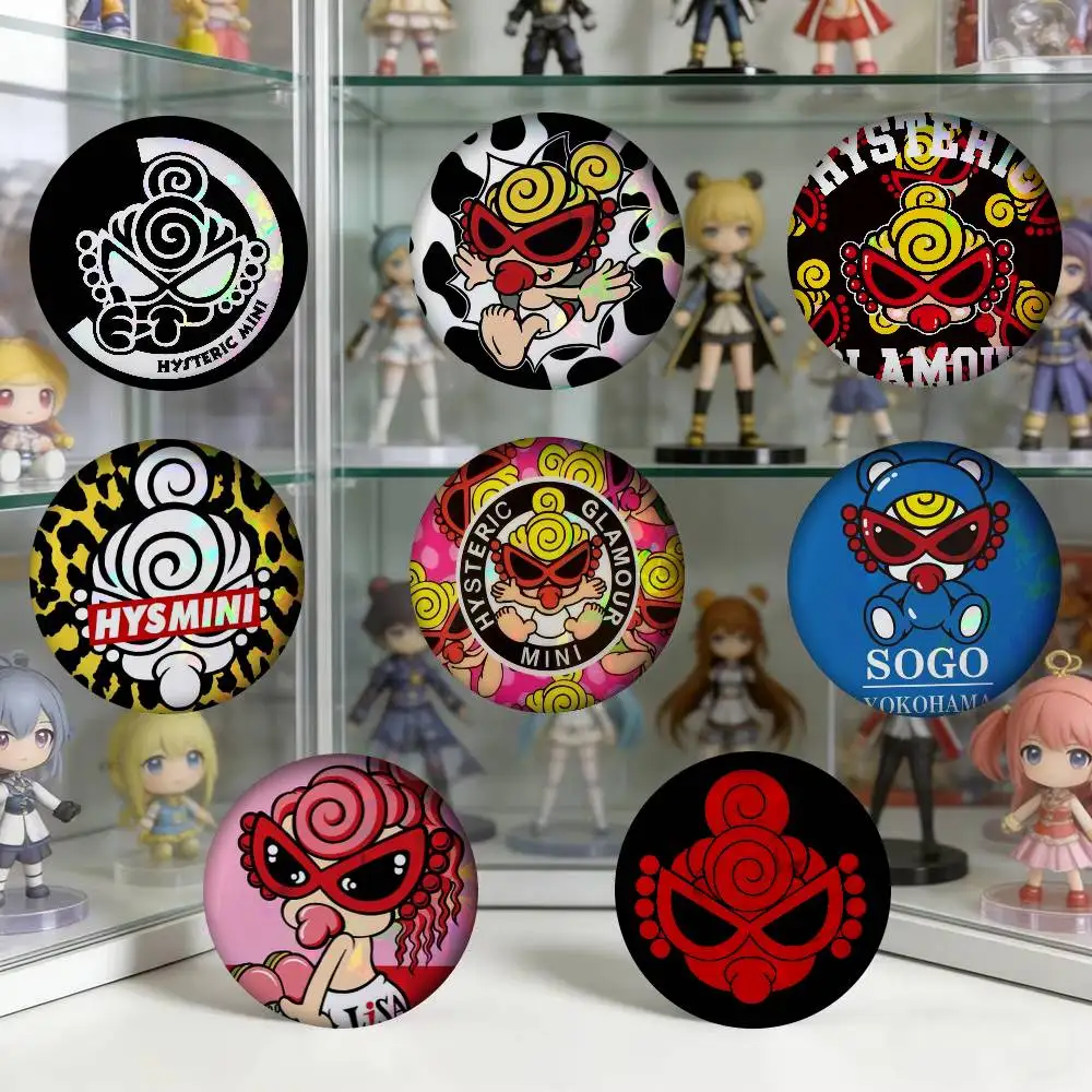 Japan Fashion H-Hysteric M-Mini Wood    Soft Button Pin Round Metal Badge Lapel Pin Parts Gift Friends Kid Jewelry