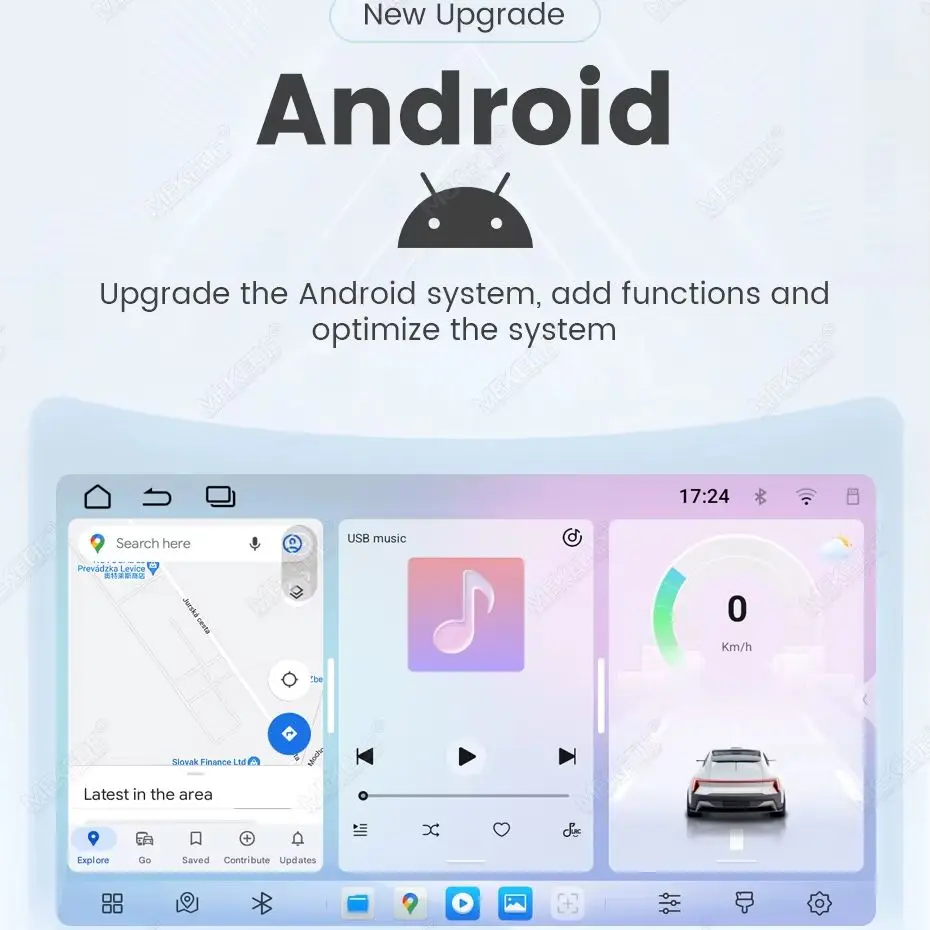 Radio para automóvil con CarPlay inalámbrico y Android Auto de MEKEDE, compatible con Ford Transit, Fiesta, Focus, Galaxy, Mondeo, Fusion, Kuga, C-Max y S-Max. Reproductor multimedia con GPS, Android, pantalla táctil, WiFi, reproductor de video, unidad principal, sistema de audio estéreo y sistemas inteligentes.