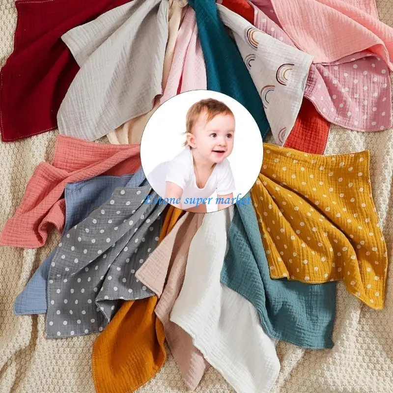 090B مريلة أكل الأطفال ناعمة من قماش التجشؤ ومناديل مربعة الشكل وبطانية أمان لطيفة #5