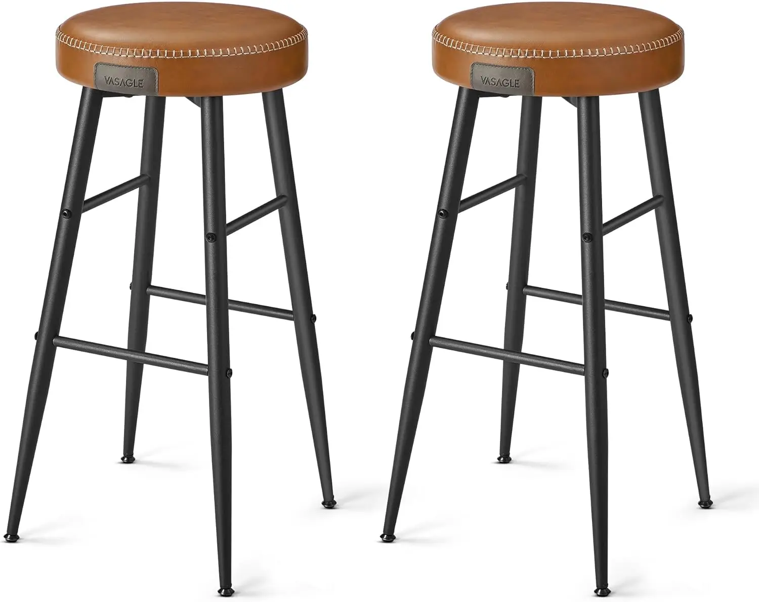 Bar Stools Set of 2, Bar Height Bar Stools, Kitchen Counter Stools, Mid-Century Modern Backless Counter Stools