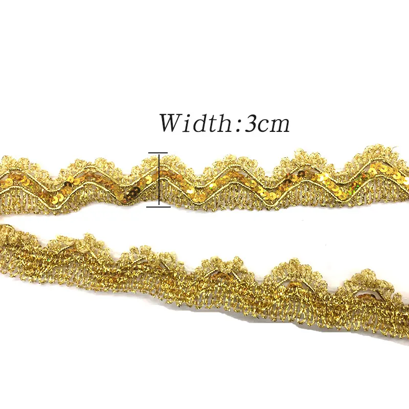 2/5Yard Gold Silver Lace Trim Ribbon Sequin Lace Stage Performance Party Cosplay Wedding Clothes DIY Sewing Garment  Accessories