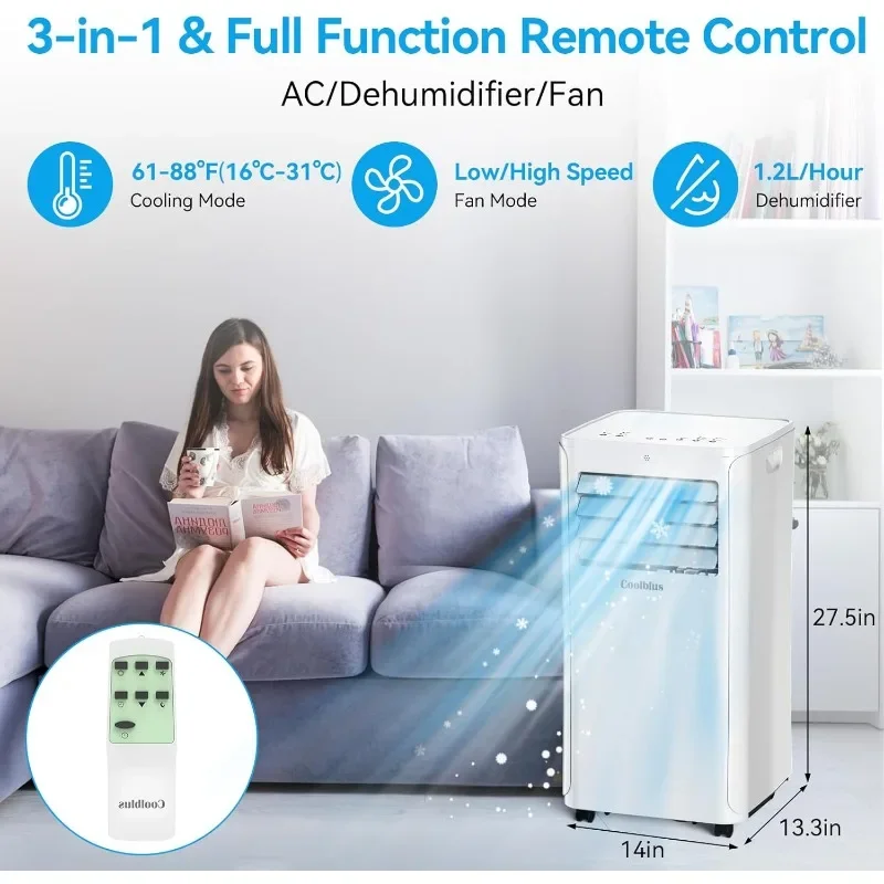 Climatiseur portable avec télécommande, appareils ménagers