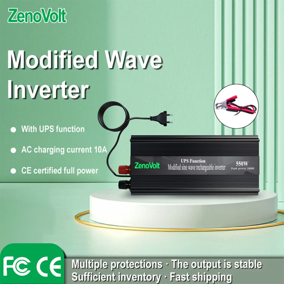 Peak Power 1100W 50Hz 12V DC to 220V AC Modified sine wave Rechargable Inverter For Home Car Lead Acid Battery Voltage Converter