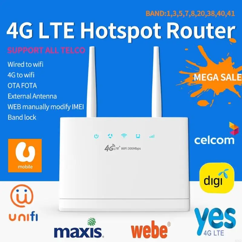 B0KF LTE Bộ định tuyến WiFi Bộ định tuyến không dây internet 300Mbps Băng thông rộng động
