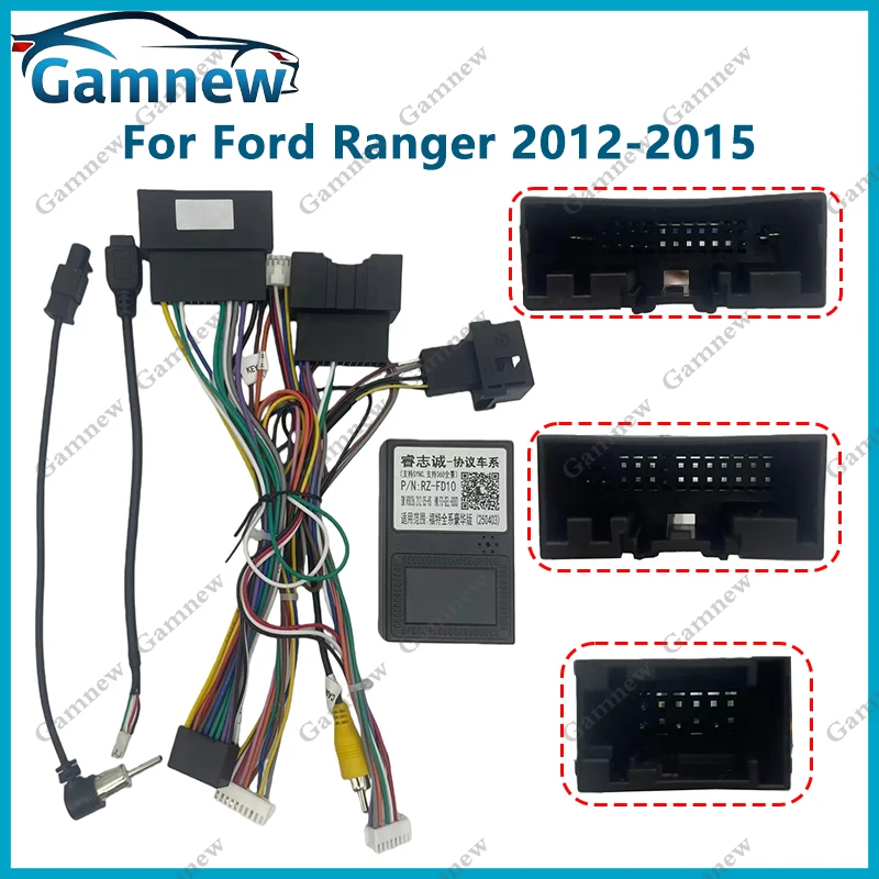 Gamnew 16Pin Car Wiring Harness Adapter Power Cable Canbus Box For Ford Focus Kuga Edge Explorer Escape RZ-FD10 RZ-FD09