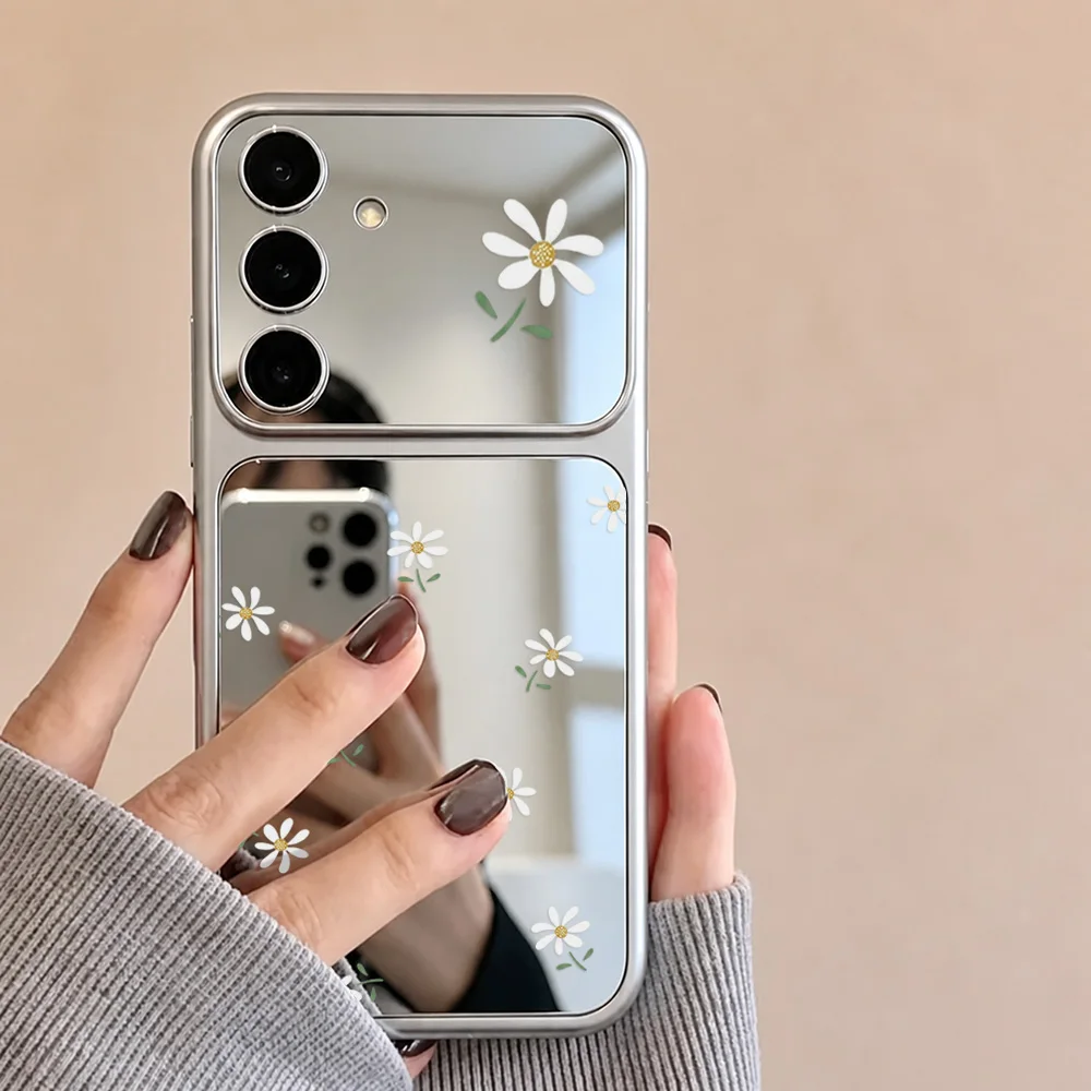 Daisy Flowers Makeup Mirror Phone Case For Samsung A57 Case Samsung A56 A37 A36 A35 A55 A17 A16 A07 A26 A54 A53 A06 Cases Cover