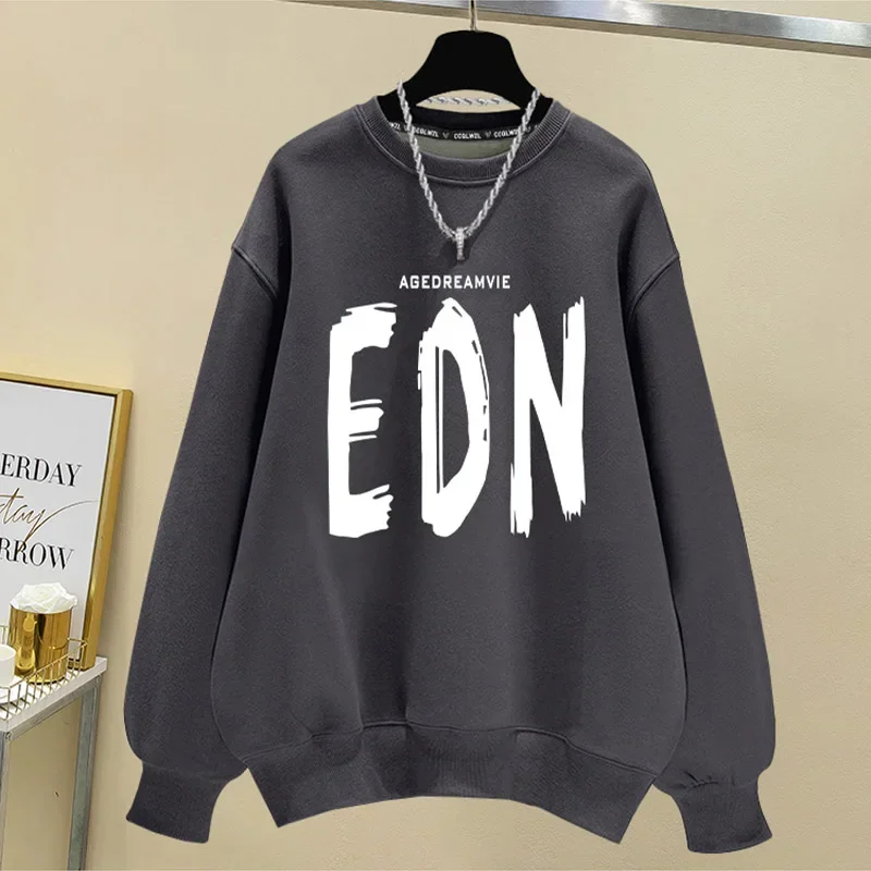 

Autumn Y2k Fashion Letter Printed O-neck Hoodies Women Vintage Chic Long Sleeve Sweatshirts Loose Casual Top Pullovers