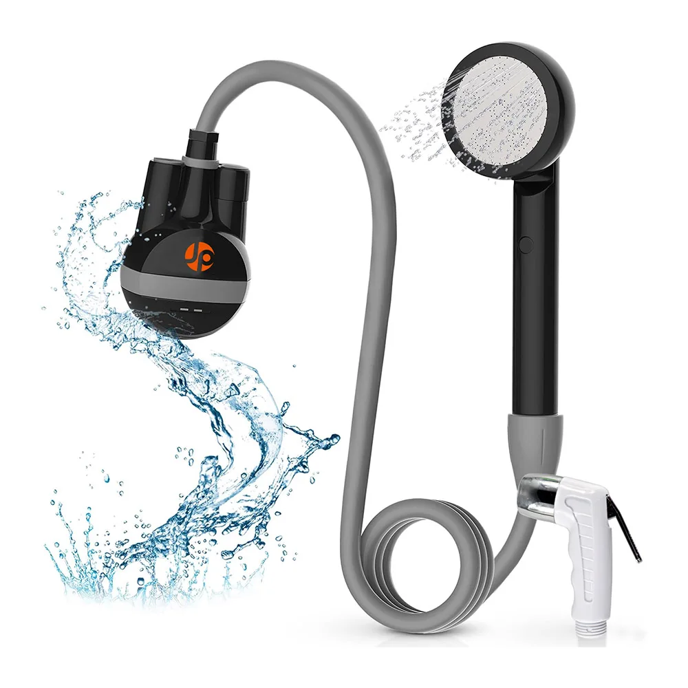 

Electric handheld portable outdoor shower bidet sprayer with camping hose, beach pool rinse, pet cleaning