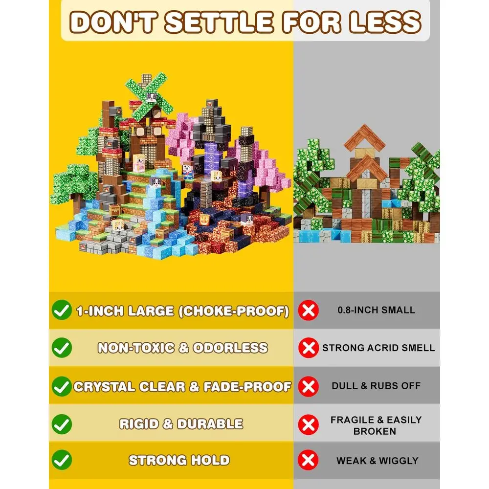 مجموعة مكعبات بناء مغناطيسية مقاس 220 قطعة مقاس 1 بوصة للأطفال، ألعاب تعليمية مستوحاة من الجذع، مثالية للأعمار من 3 إلى 12 عامًا