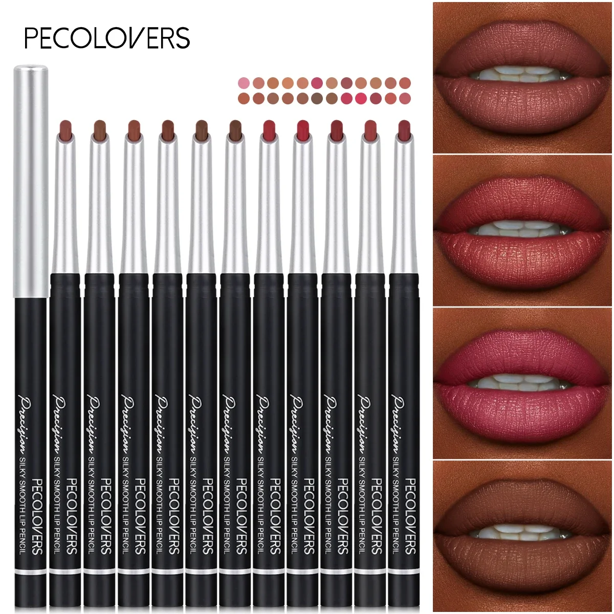 Matita per labbra opaca impermeabile Matita per labbra rosso scuro Tinta per contorno Rossetto a lunga durata Tazza antiaderente Labbra sexy Cosmetici per il trucco