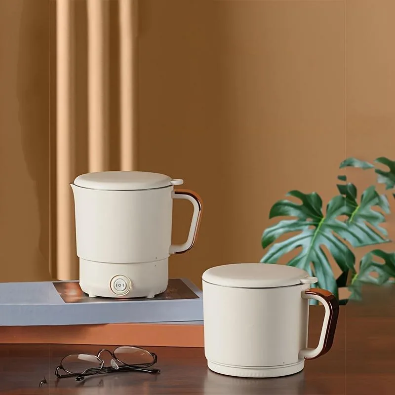 Портативный электрический чайник, чайник быстрого кипячения мощностью 500 Вт со съемной крышкой, электрическая чашка для воды из нержавеющей стали на 1 счетчик для домашнего офиса