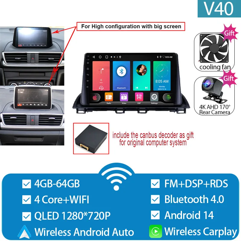 Voor Mazda 3 Axela 2014-2019 Mazda CX-4 CX4 2016-2018 Autoradio Android Auto GPS Navigatie multimedia Video Player Geen DVD