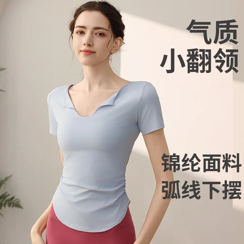 Sports T-shirt short sleeved yoga 2025 summer fitness suit breathable pure desire wind slimming and slimming running