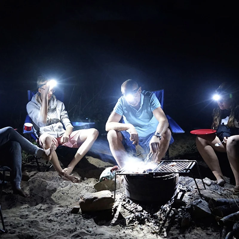 Lampe de poche LED aste avec détecteur de mouvement, lampe frontale, lampe de sauna, super lumineuse, adaptée au camping en plein air, à la course, 2 paquets