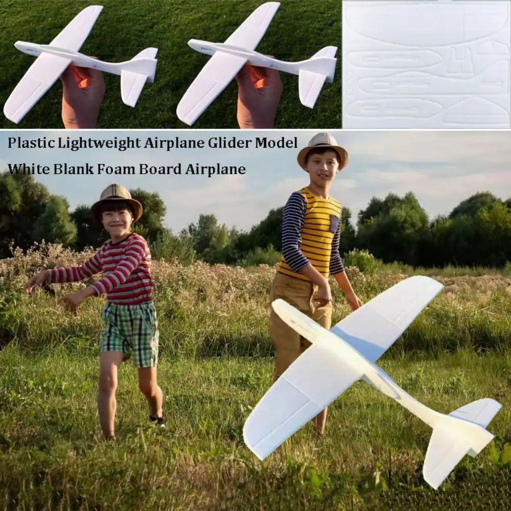 Lightweight Airplane Glider Model Plastic DIY Outdoor Flying Throwing Plane White Blank Foam Board Foam Hand Gliders Planes
