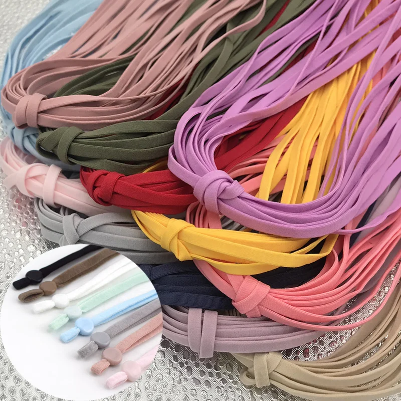 10/50yad 5mm Colorful Nylon Elastic Band Hollow Flat Ear Straps Elastic Rope DIY Mask Hanging Ear Rubber Cord Sewing Accessories