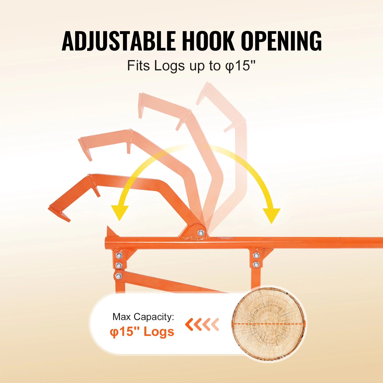 SucceBuy Timberjack 46.5 in Heavy Duty Steel Log Lifter with Adjustable Cant Hook Logging Tools for Logs Ups to 15" Dia Logs — view 3