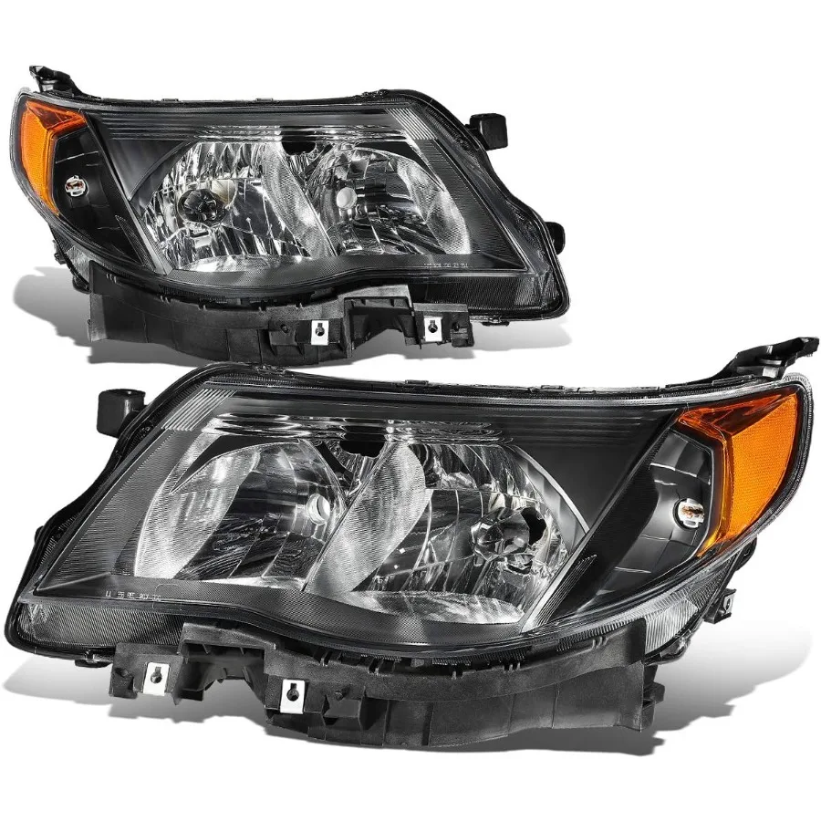 

Headlight Assembly Headlamps Replacement Compatible with Subaru Forester 2009-2013 Driver and Passenger Side Black Housing Amber