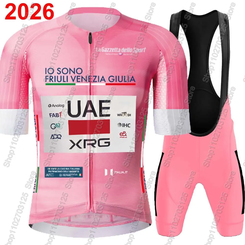 Conjunto de Jersey de Ciclismo Rosa del Equipo UAE 2026 para el Tour de Italia, Ropa de Ciclismo de Verano, Camiseta para Bicicleta de Carretera, Traje con Culotte de Ciclismo MTB